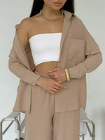 Button Up Long Sleeve Shirt and Pants Set