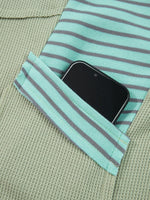 Exposed Seam Waffle Striped Patchwork Baggy Blouse