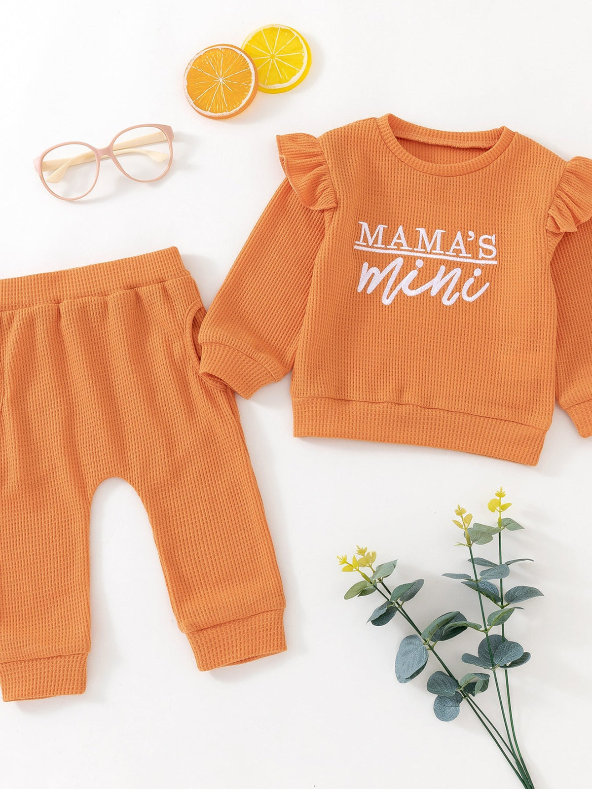 Children's Letter Ruffled Trim Top and Pants Set