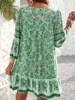 Floral Print Tassel Tie Neck Mini Dress