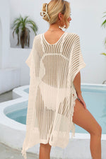 Angel Wings Fringe Trim Openwork Cover Up - Ladyez