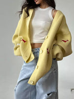 Embroidered Button Up Cardigan