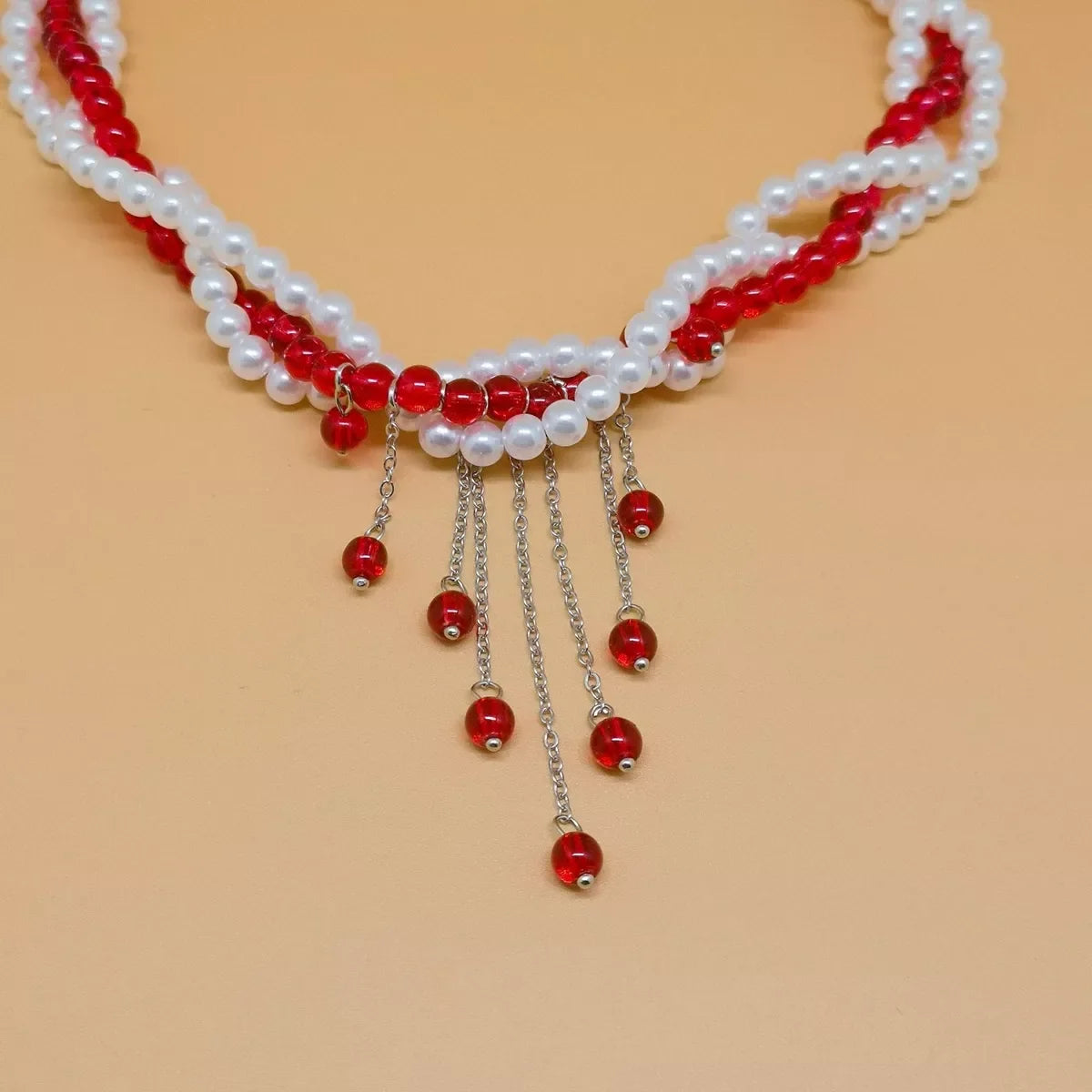 Twisted Bead Tassel Necklace