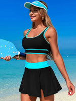 Scoop Neck Top and Skort Swim Set - Ladyez