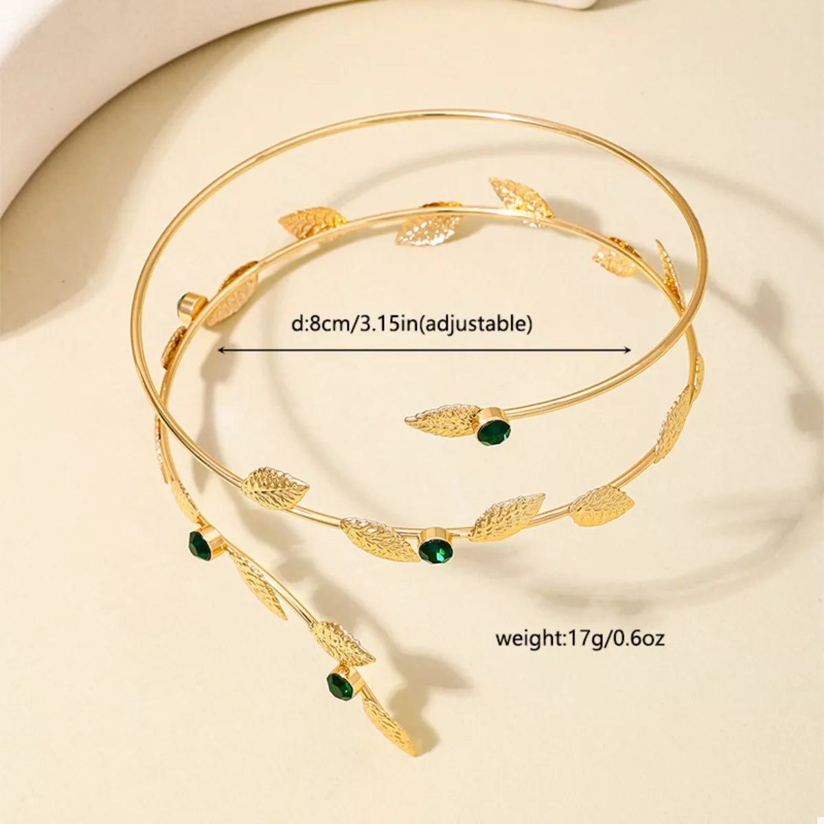 18K Gold-Plated Alloy Rhinestone Leaf Bracelet