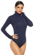 Ribbed Turtleneck Long Sleeve Bodysuit - Ladyez