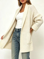 Full Size Open-Front Cardigan with Pockets Plus Size