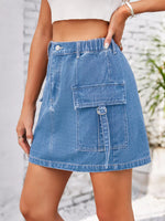 Casual Cargo Denim Skirt
