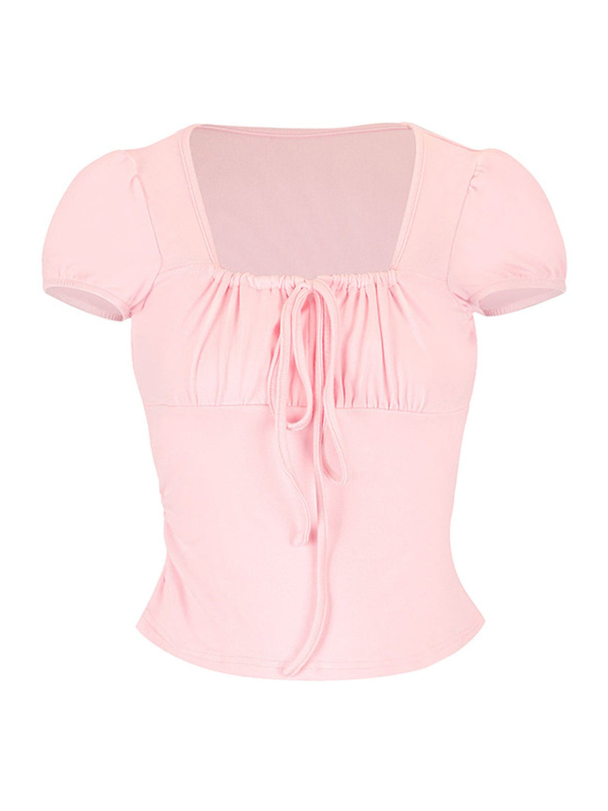 Tie-Front Puff Sleeve T-Shirt