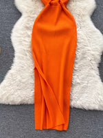Knot Back Sleeveless Knit Bodycon Midi Dres
