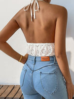 Perfee Halter Neck Lace Bodysuit - Ladyez