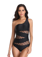 One Shoulder Polka Dot One-Piece Swimwear - Ladyez