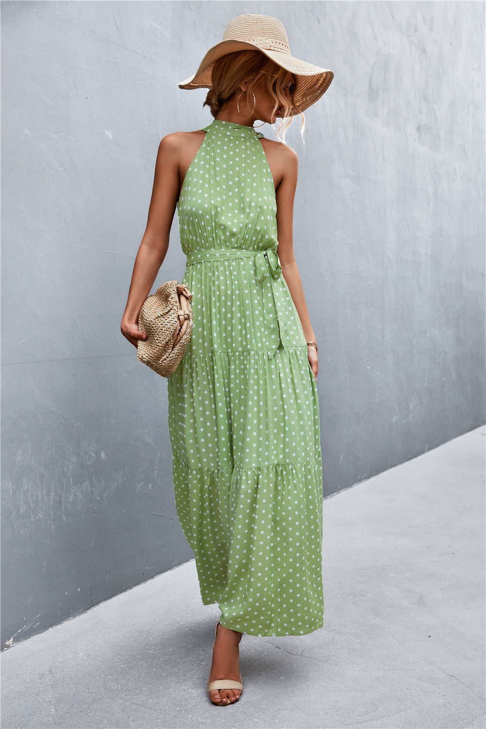 Printed Sleeveless Tie Waist Maxi Dress - Ladyez