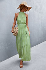 Printed Sleeveless Tie Waist Maxi Dress - Ladyez
