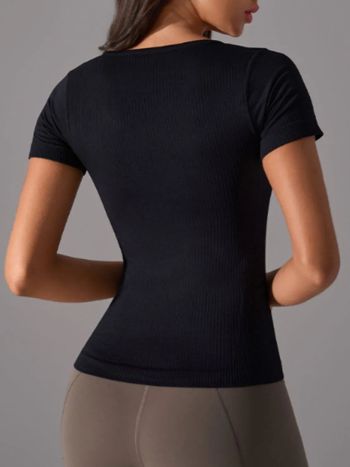 Square Neck Active T-Shirt with Detachable Chest Pads - Ladyez