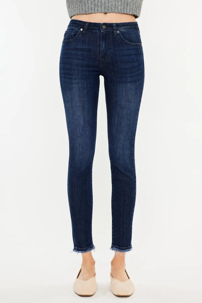 Kancan High-Rise Slim Fit Raw Hem Ankle Jeans - Ladyez