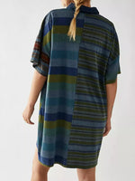 Striped Oversized Half Button Shirt Dress