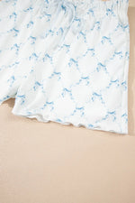 Printed Round Neck Top and Shorts Two-Piece Lounge Set - Ladyez