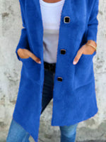 Full Size Button-Down Long Sleeve Longline Coat Plus Size