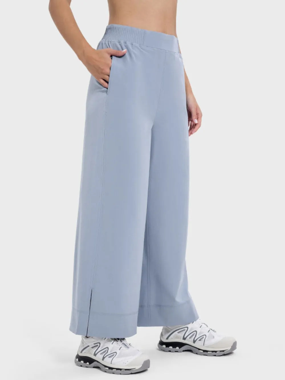 Millennia Slit Wide Leg Active Pants - Ladyez