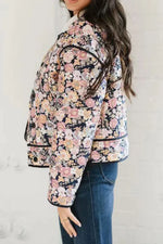 Floral Button Up Long Sleeve Winter Coat