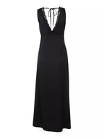 Lace Trim V-Neck Sleeveless Maxi Dress