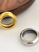 2-Piece 18K Gold-Plated Stainless Dome Band Rings - Ladyez