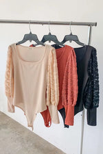 And The Why Textured Puff Sleeve Bodysuit - Ladyez