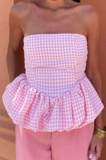Smocked Back Bubble Hem Tube Top