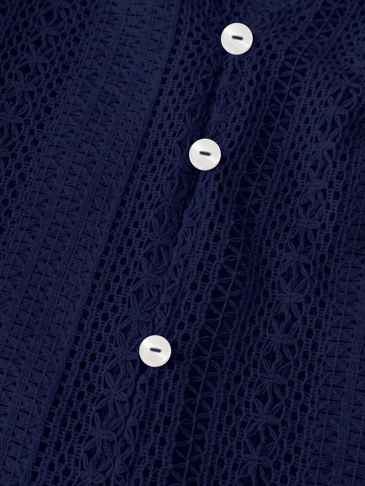 Lace Notched Long Sleeve Shirt