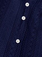 Lace Notched Long Sleeve Shirt