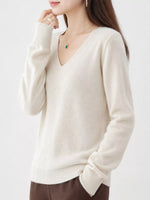 V-Neck Solid Color Sweater