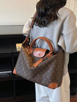 Patterned Leather Trim Crossbody Bag