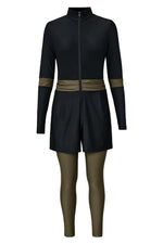 Zip Up Long Sleeve One-Piece Swimwear - Ladyez