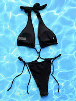 Halter Neck Side Tie One-Piece Swimsuit - Ladyez
