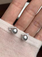 Zircon Pearl Stud Earrings