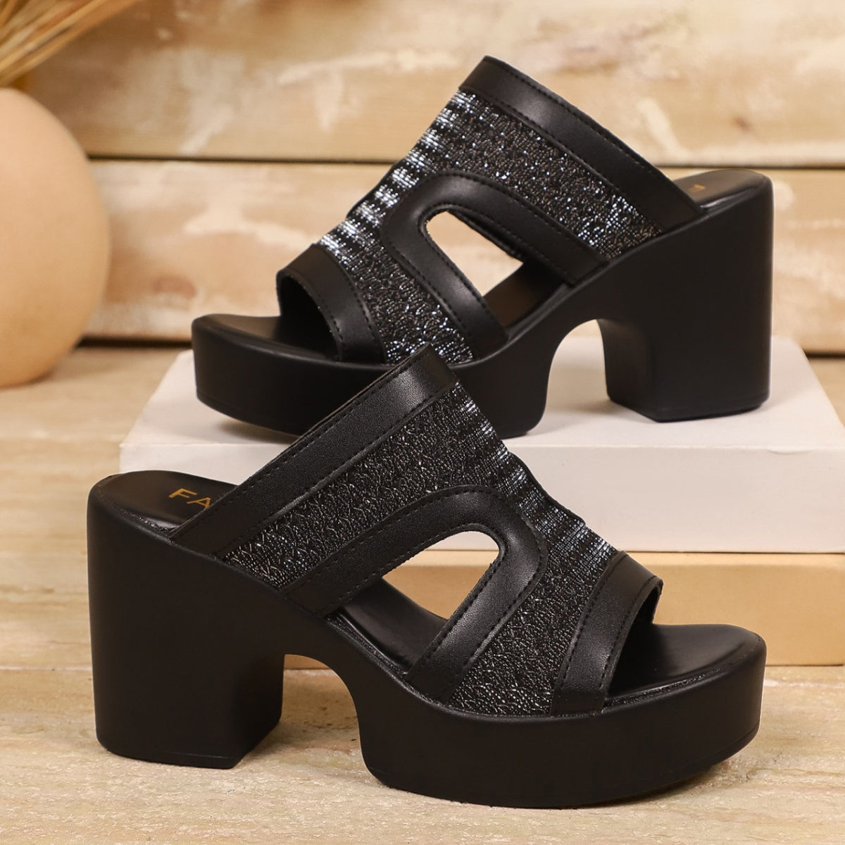 Open Toe Block Heel Sandals