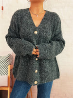 Cable Knit Button-Up Cardigan