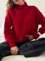 Mock Neck Dropped Shoulder Sweater