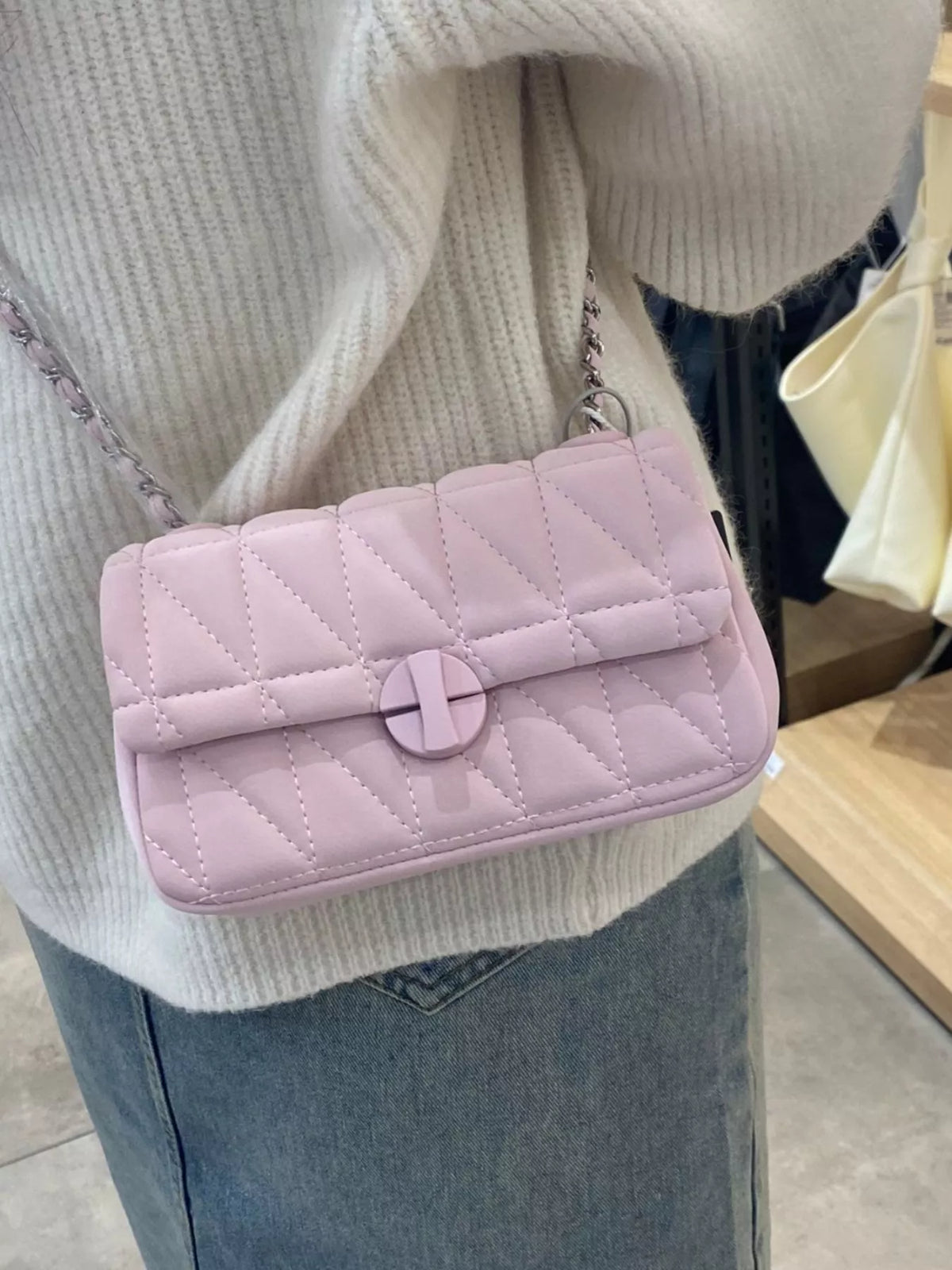 Quilted Flap Chain Crossbody Bag