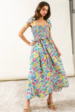 BiBi Floral Ruffle Trim Smocked Cami Dress - Ladyez