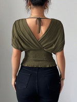 Ruched Surplice Short Sleeve Top