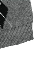 Argyle Patterned Polo Collar Sweater