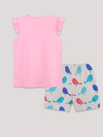 Children's Bird Print Top and Shorts Set