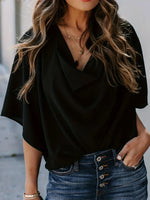 Full Size Ruched Three-Quarter Sleeve Blouse Plus Size