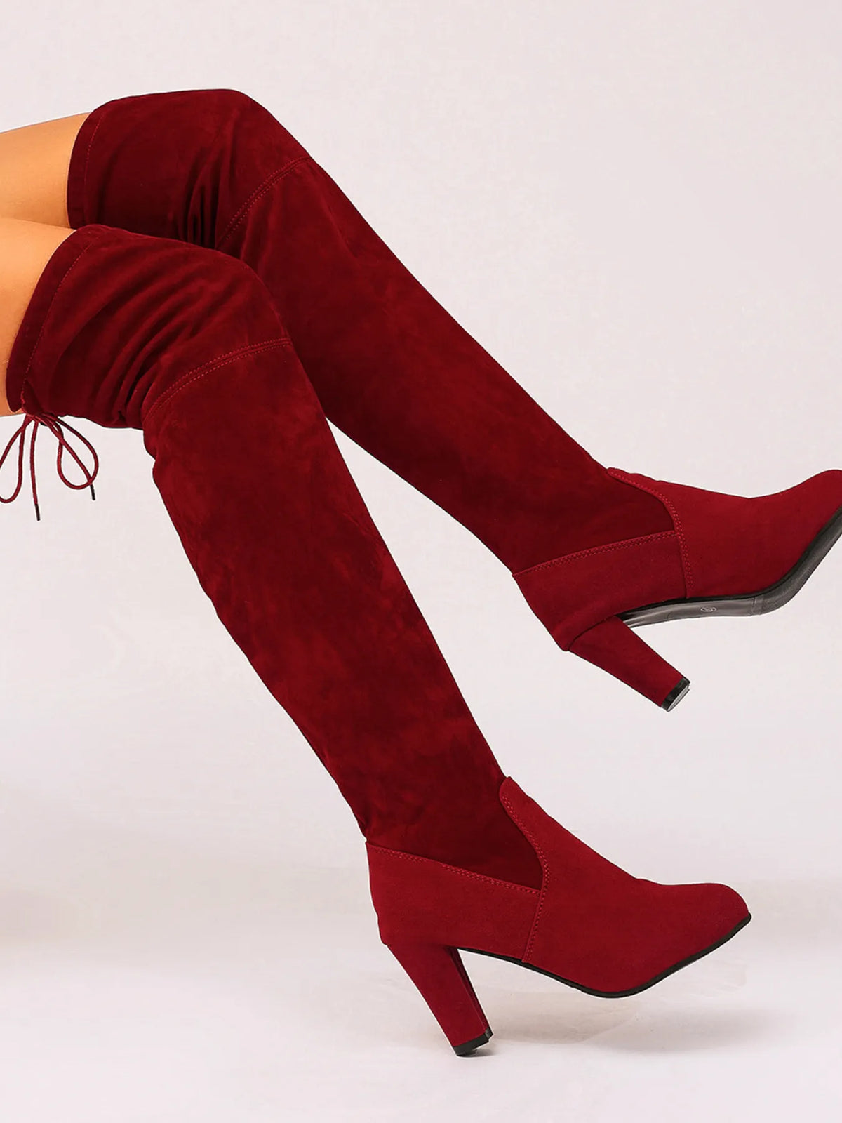 Suede Over-The-Knee High Heel Boots - Ladyez