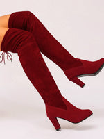 Suede Over-The-Knee High Heel Boots - Ladyez