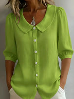 Full Size Peter Pan Collar Button-Down Shirt Plus Size