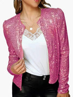 Full Size Sequin Long Sleeve Jacket Plus Size