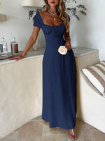 Devine Sweetheart Neck Short Sleeve Maxi Dress - Ladyez